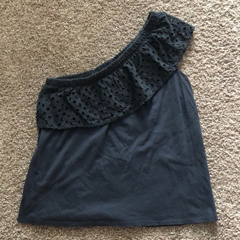 One shoulder Eyelet Blouse